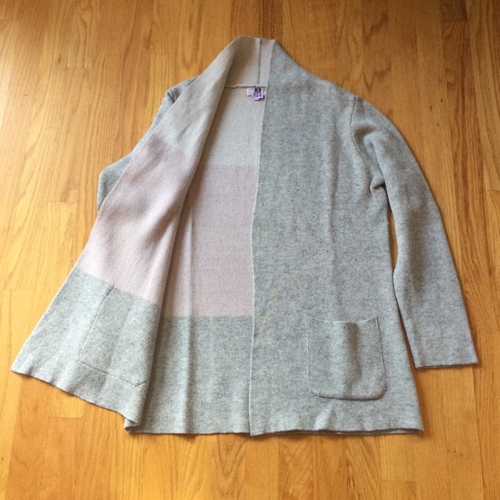 Grey ⭐️ merino and cashmere ⭐️ pink interior ⭐️ open cardigan ⭐️ pockets